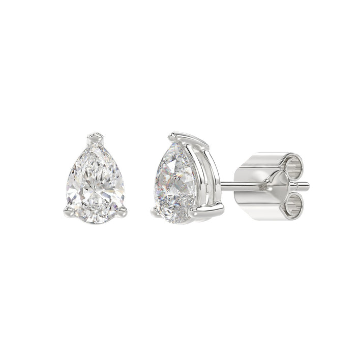 2 CT Lab Diamond Pear Cut Stud Earrings in 10K White Gold