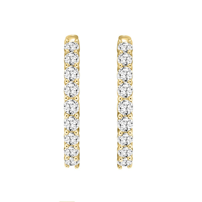 7 CT Lab Diamond Inside-Out Round Hoop Earrings in 14K Yellow Gold