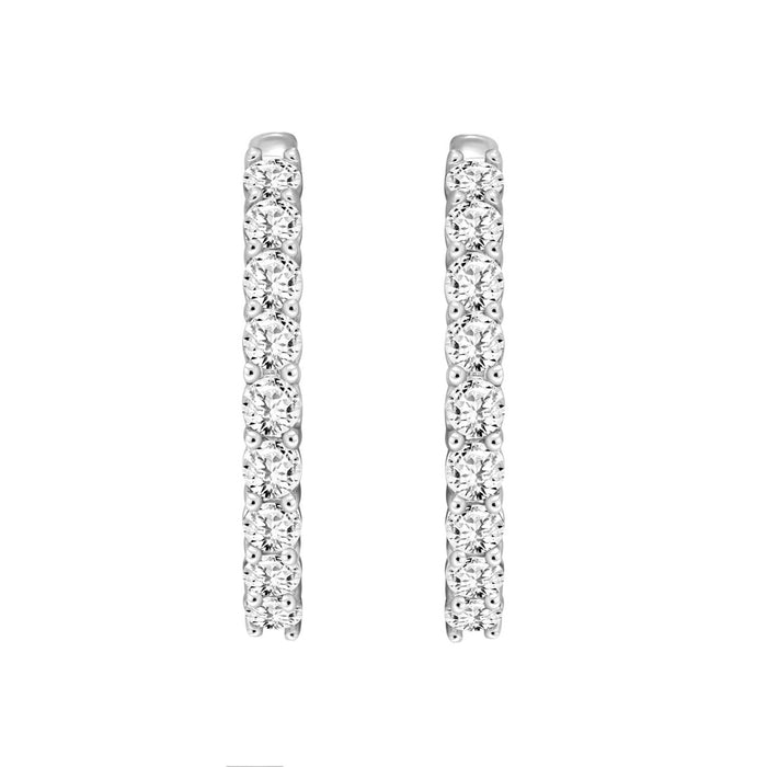 7 CT Lab Diamond Inside-Out Round Hoop Earrings in 14K White Gold