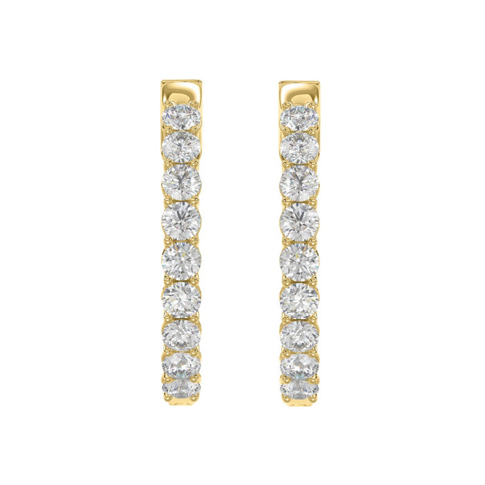 5 CT Lab Diamond Inside-Out Round Hoop Earrings in 14K Yellow Gold