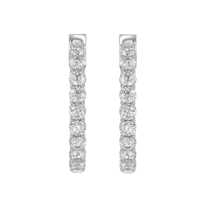 5 CT Lab Diamond Inside-Out Round Hoop Earrings in 14K White Gold