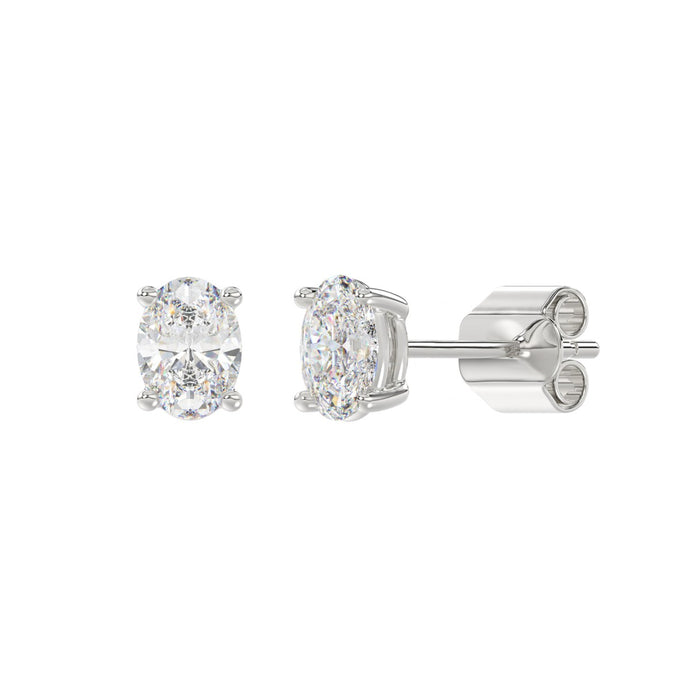 1.5 CT Lab Diamond Oval Stud Earrings in 10K White Gold