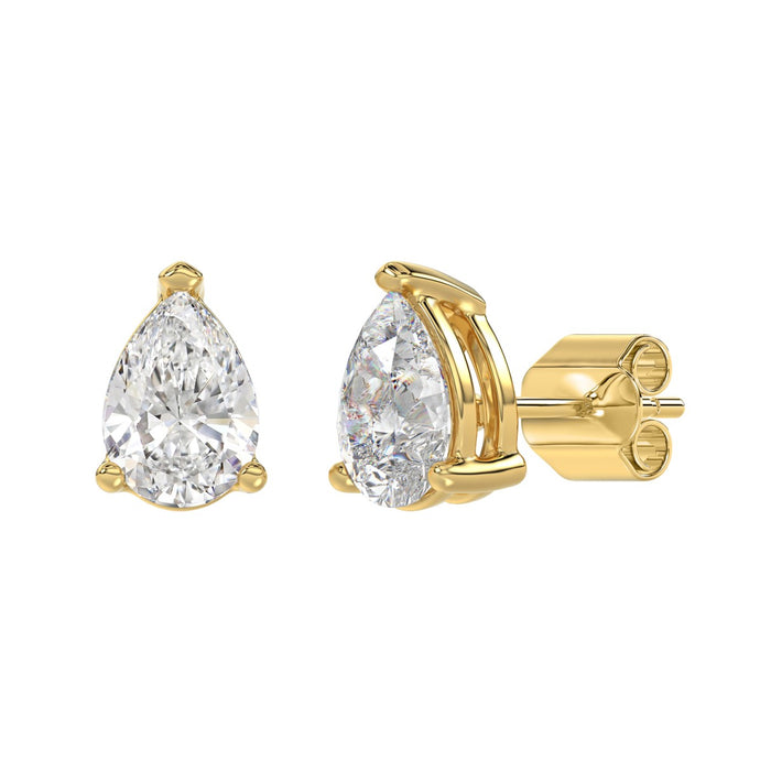 4 CT Pear Lab Diamond Stud Earrings in 10K Yellow Gold
