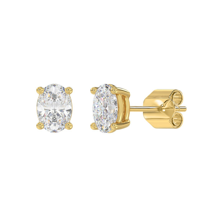 2 CT Oval Lab Diamond Stud Earrings in 10K Yellow Gold