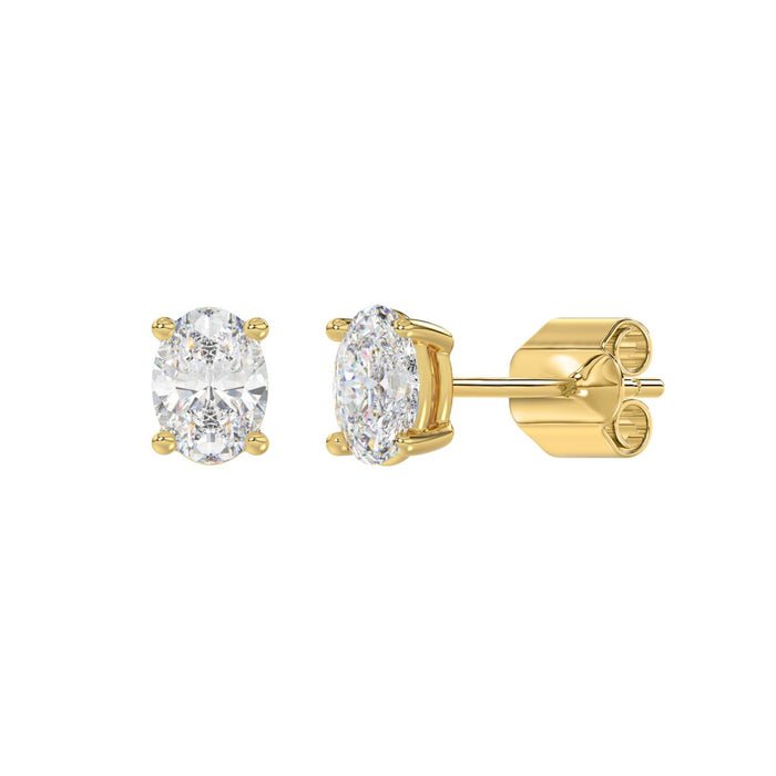 1.5 CT Oval Lab Diamond Stud Earrings in 14K Yellow Gold