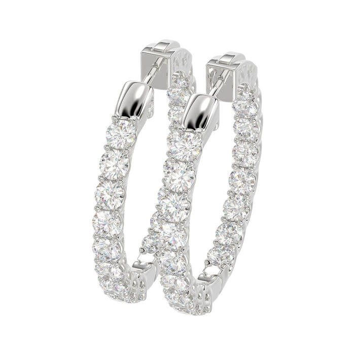 3 CT Lab Diamond Inside-Out Round Hoop Earrings in 14K White Gold