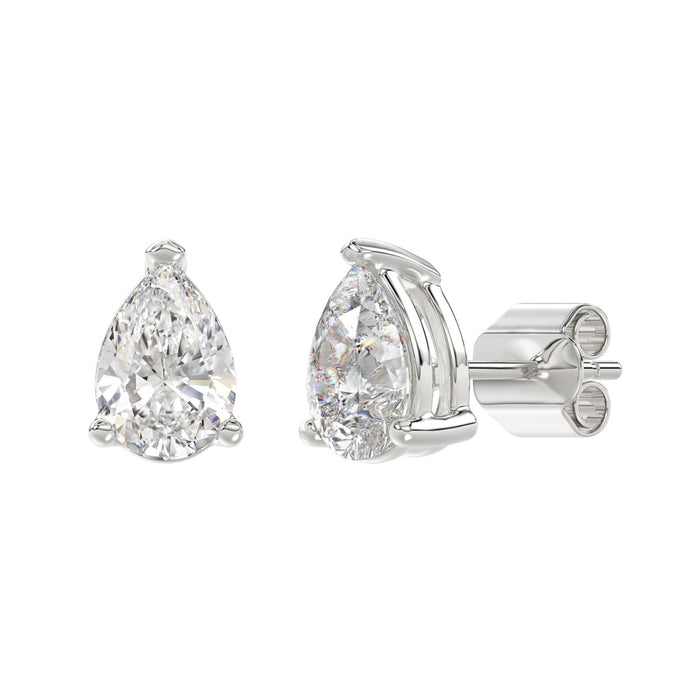 4 CT Lab Diamond Pear Stud Earrings in 14K White Gold
