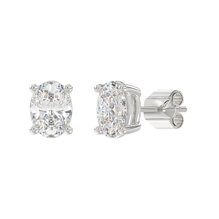 4 CT Lab Diamond Oval Stud Earrings in 10K White Gold