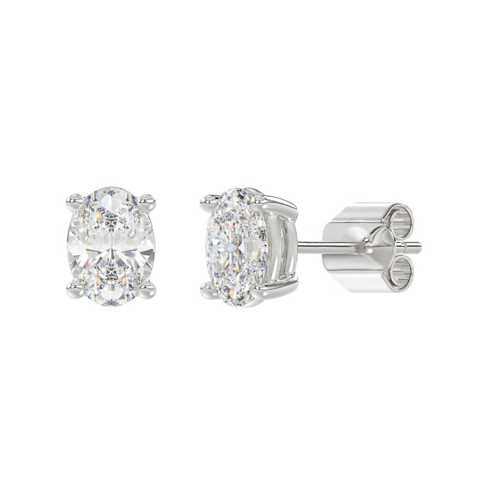 2.5 CT Lab Diamond Oval Stud Earrings in 14K White Gold