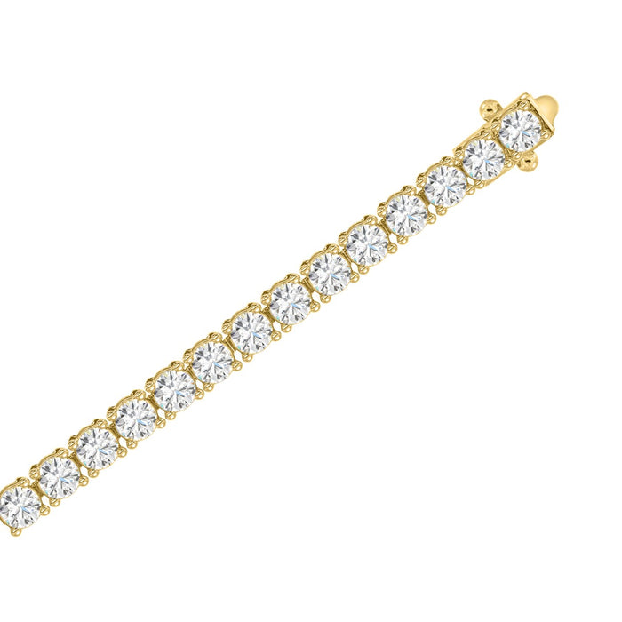 Classic 4-Prong Round Lab Diamond Tennis Bracelet in 10K Yellow Gold