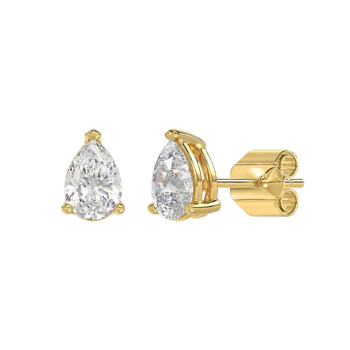 2 CT Pear Lab Diamond Stud Earrings in 10K Yellow Gold