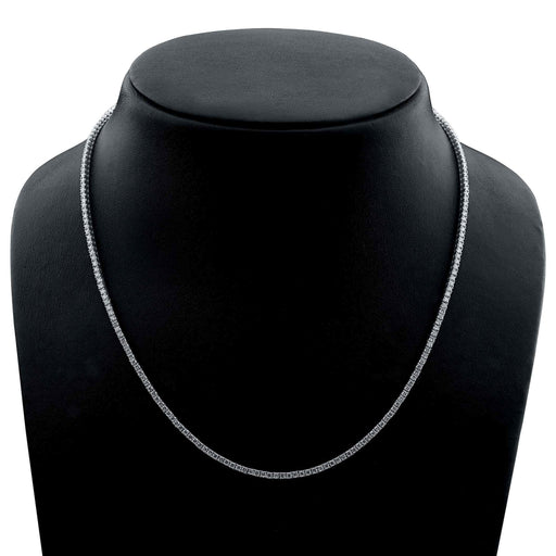 4 Prong Round Tennis Necklace - 14k White Gold, 5.00 Ct Databazaar