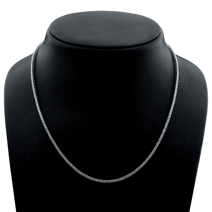4 Prong Round Tennis Necklace - 14k White Gold, 5.00 Ct Databazaar