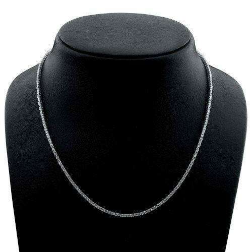 4 Prong Round Tennis Necklace - 14k White Gold, 5.00 Ct Databazaar