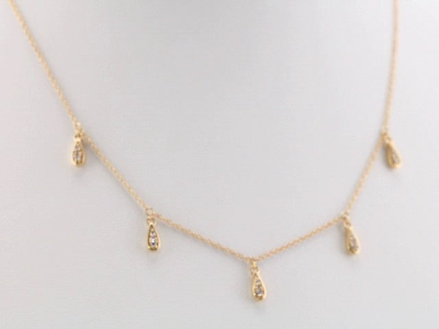 Ladies Natural Diamond 5-Station Necklace (I1, H+) — 14K Yellow Gold