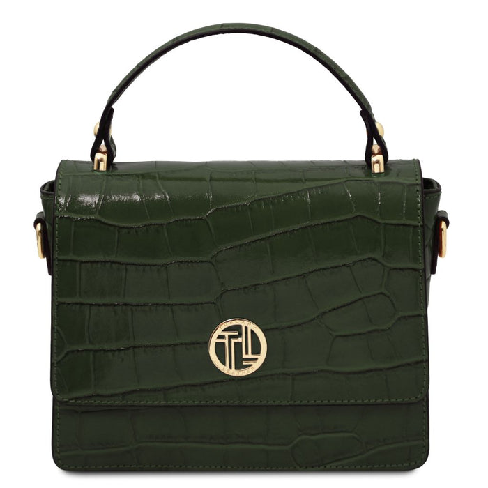 Croque - Croc Print Leather Handbag (TL142503)