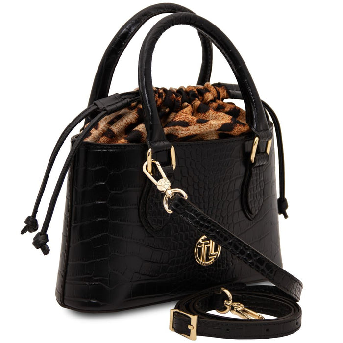 Croque - Croc Print Leather Handbag (TL142510)