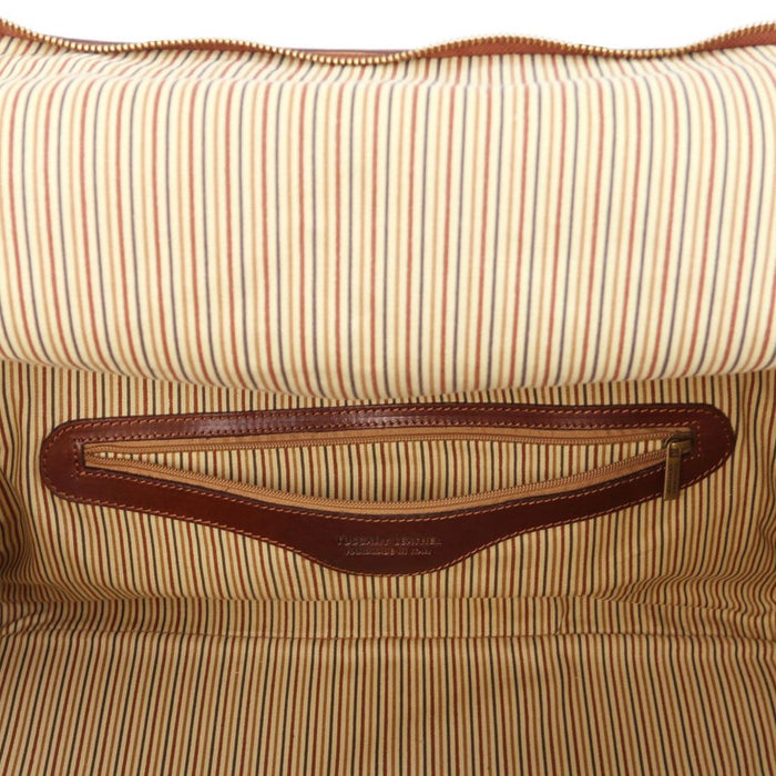 TL Voyager - Travel Leather Bag With Side Pockets (TL142141)