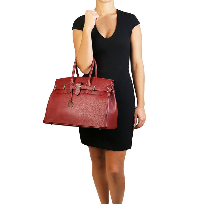 TL Bag - Leather Handbag With Golden Hardware (TL141529)