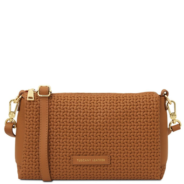 Dedalo - Woven printed leather shoulder bag (TL142577)