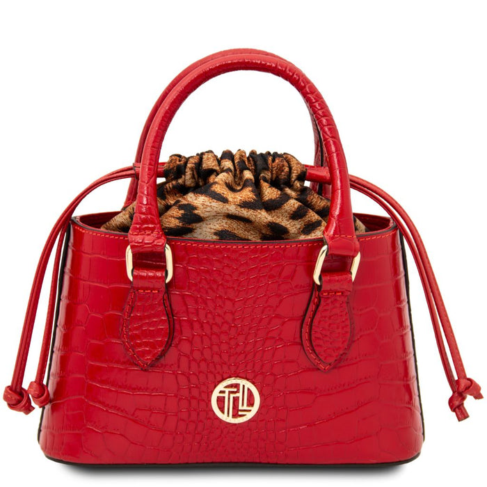 Croque - Croc Print Leather Handbag (TL142510)