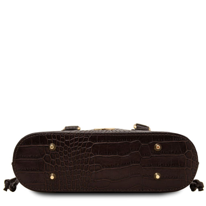 Croque - Croc Print Leather Handbag (TL142510)