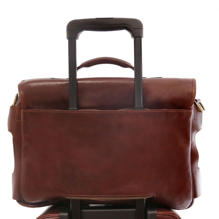 Ventimiglia - Leather Multi Compartment TL Smart Briefcase With Front Pockets (TL142069)