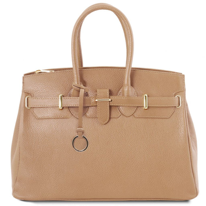 TL Bag - Leather Handbag With Golden Hardware (TL141529)