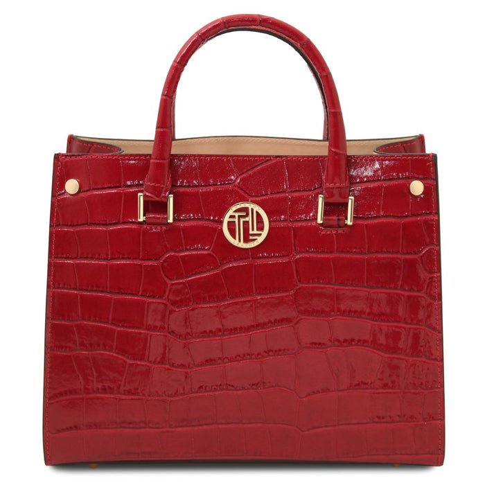 Croque - Croc print leather handbag (TL142504)