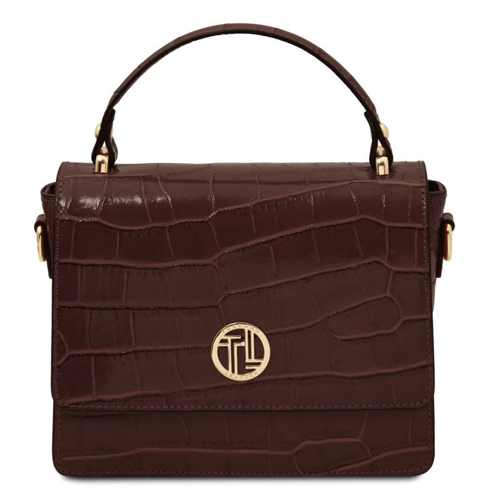 Croque - Croc Print Leather Handbag (TL142503)