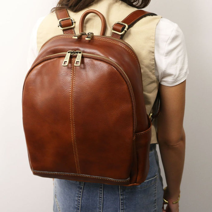Canberra - 2 Compartments Leather Backpack (TL142460)