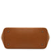 Viva brown pebbled leather handbag bottom with protective silver metal feet.