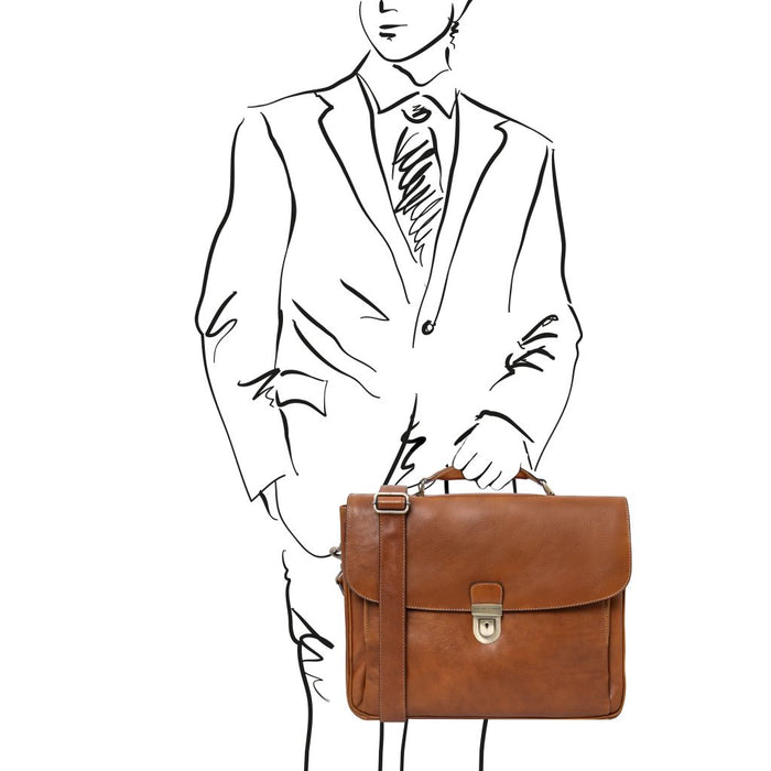 Alessandria - Leather multi compartment TL SMART laptop briefcase (TL140825)