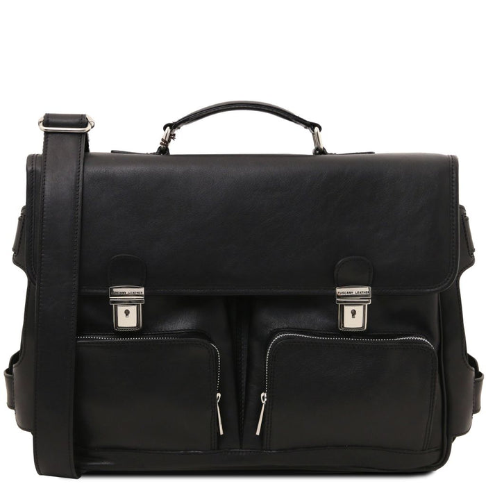 Ventimiglia - Leather Multi Compartment TL Smart Briefcase With Front Pockets (TL142069)