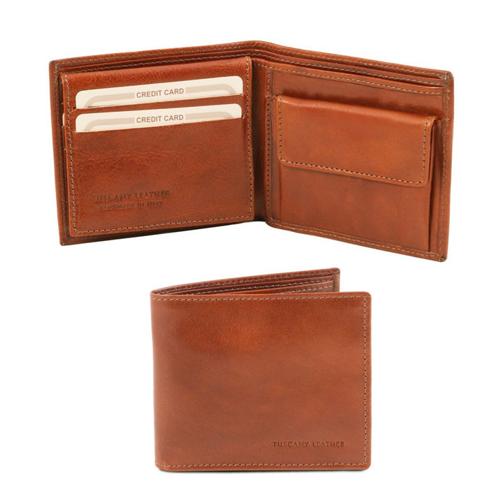 Exclusive 3 Fold Leather Wallet For Men With Coin Pocket (TL141377)