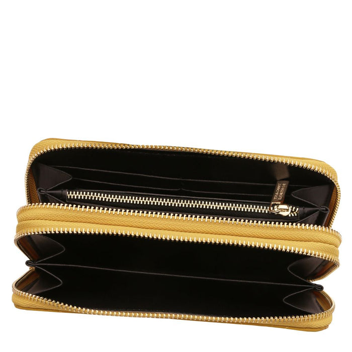 Ada - Double Zip Around Soft Leather Wallet (TL142349)