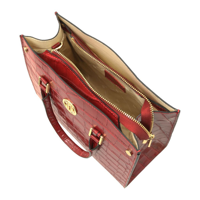 Croque - Croc print leather handbag (TL142504)