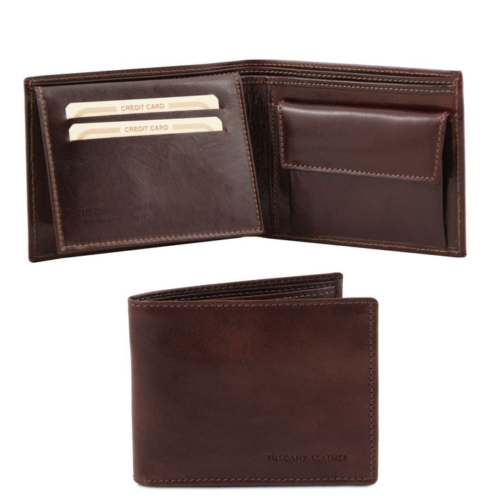 Exclusive 3 Fold Leather Wallet For Men With Coin Pocket (TL141377)