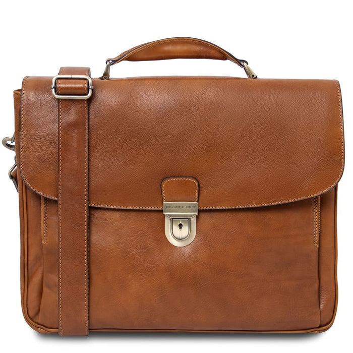 Alessandria - Leather multi compartment TL SMART laptop briefcase (TL140825)