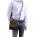 John - Leather Crossbody Bag For Men With Front Zip (Tl142464)