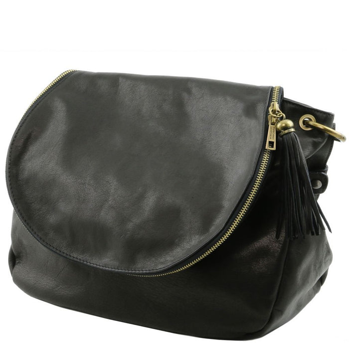 Tl Bag - Soft Leather Shoulder Bag With Tassel Detail (Tl141110)