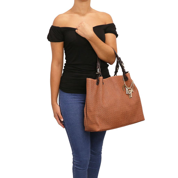 Tl Keyluck - Woven Printed Leather Shopping Bag (TL141573)