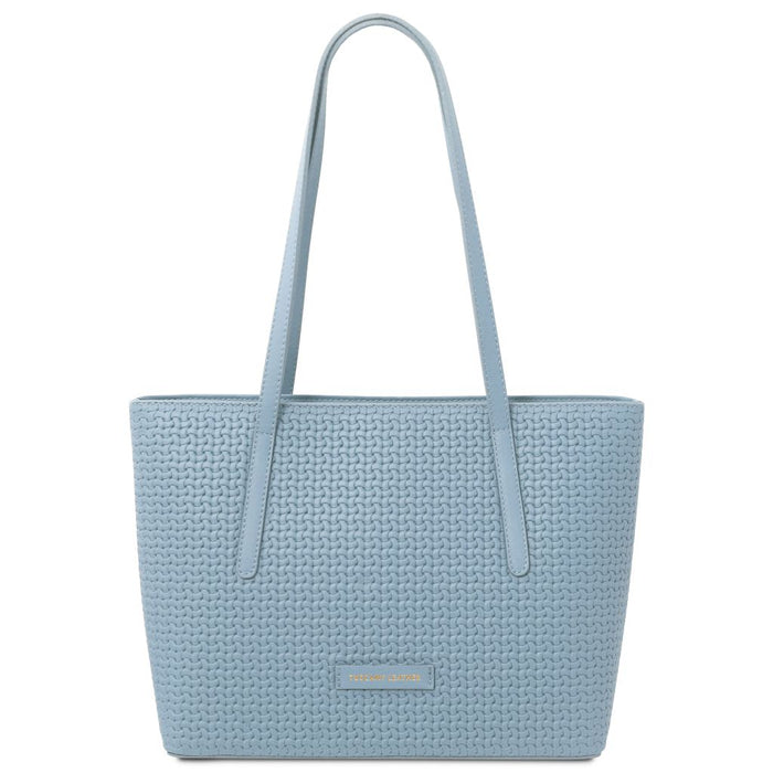 Dedalo - Woven printed leather shopping bag (TL142578)