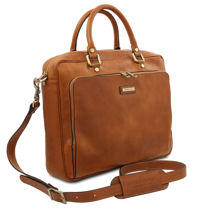 Pisa - Leather Laptop Briefcase With Front Pocket (TL142427)