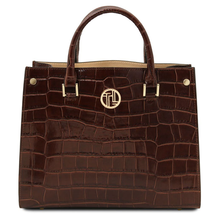 Croque - Croc print leather handbag (TL142504)