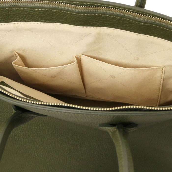 TL Bag - Leather Handbag With Golden Hardware (TL141529)