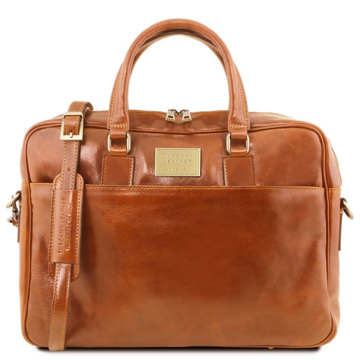 Urbino - Leather Laptop Briefcase With Front Pocket (TL141241)