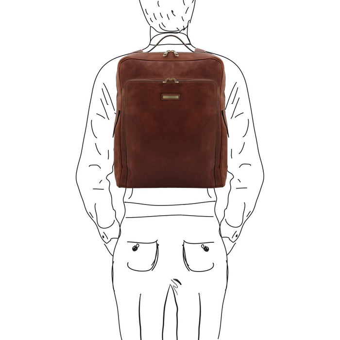 Bangkok - Leather Laptop Backpack - Large Size (TL142336)
