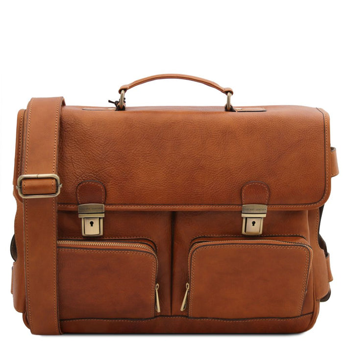 Ventimiglia - Leather Multi Compartment TL Smart Briefcase With Front Pockets (TL142069)