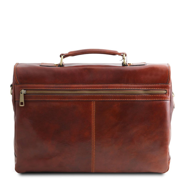 Mantova - Leather Multi Compartment Tl Smart Briefcase With Flap (Tl140326)